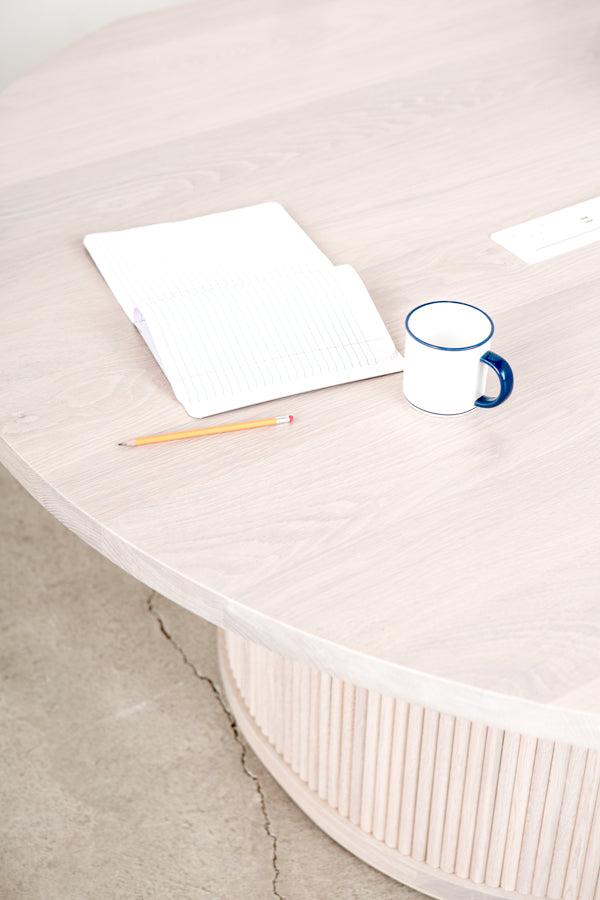 oval conference table - light wood finish