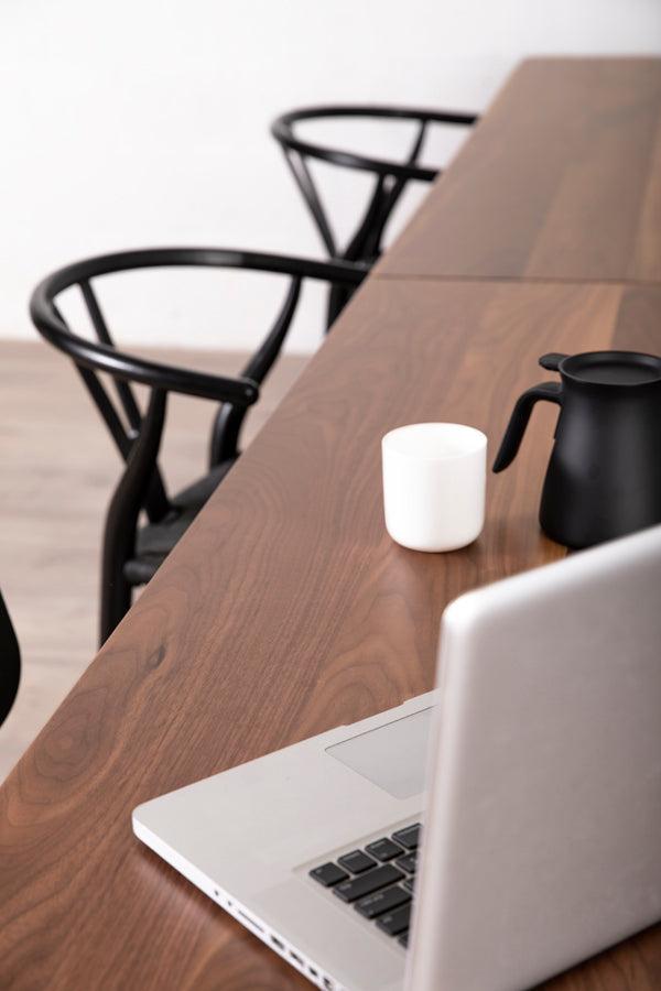 wood boardroom table - detail